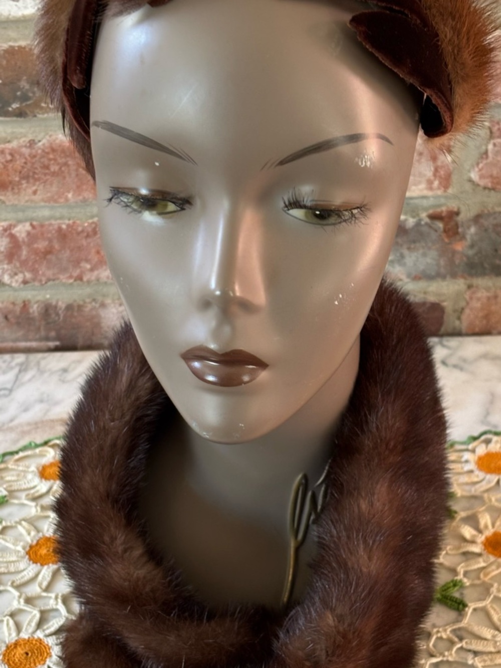 Vintage Brown Fur Collar Scarf